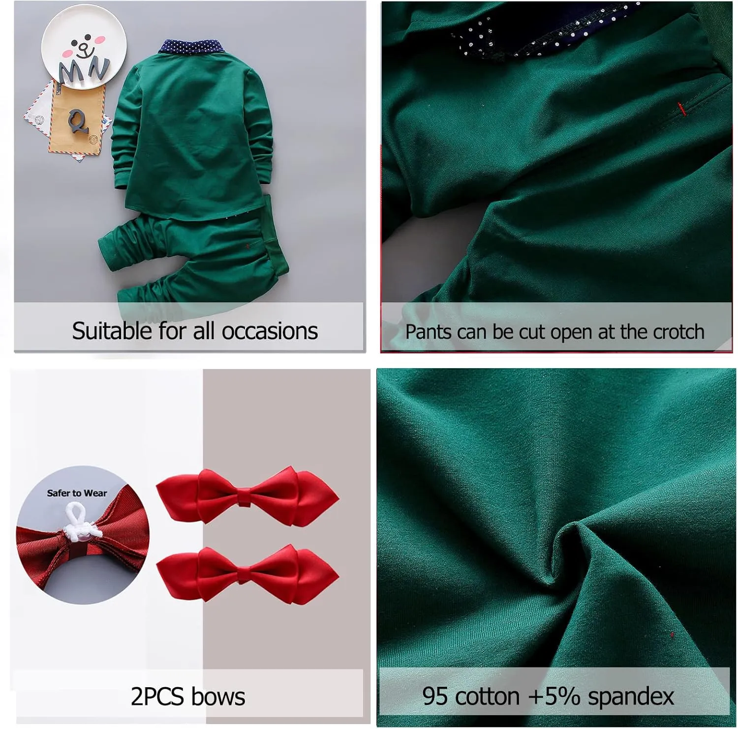 HZXVic Baby Boys Gentleman Outfits Suits,Toddler Boy Clothes Formal,Kids Dress Shirt Bow Ties Pants Set