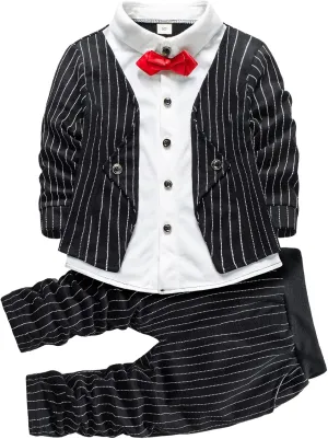 HZXVic Baby Boys Gentleman Outfits Suits,Toddler Boy Clothes Formal,Kids Dress Shirt Bow Ties Pants Set