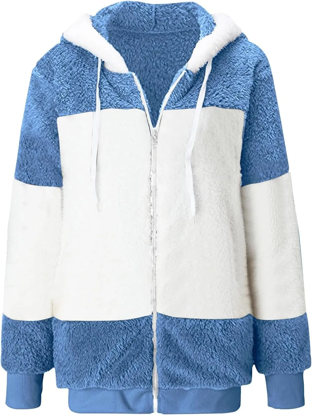 jovati Fleece Jacket Women Zip Up Color Block Hoodie Sweatshirts Long Sleeve Cardigan Fall Clothes 2023 Loose Fit Sweater