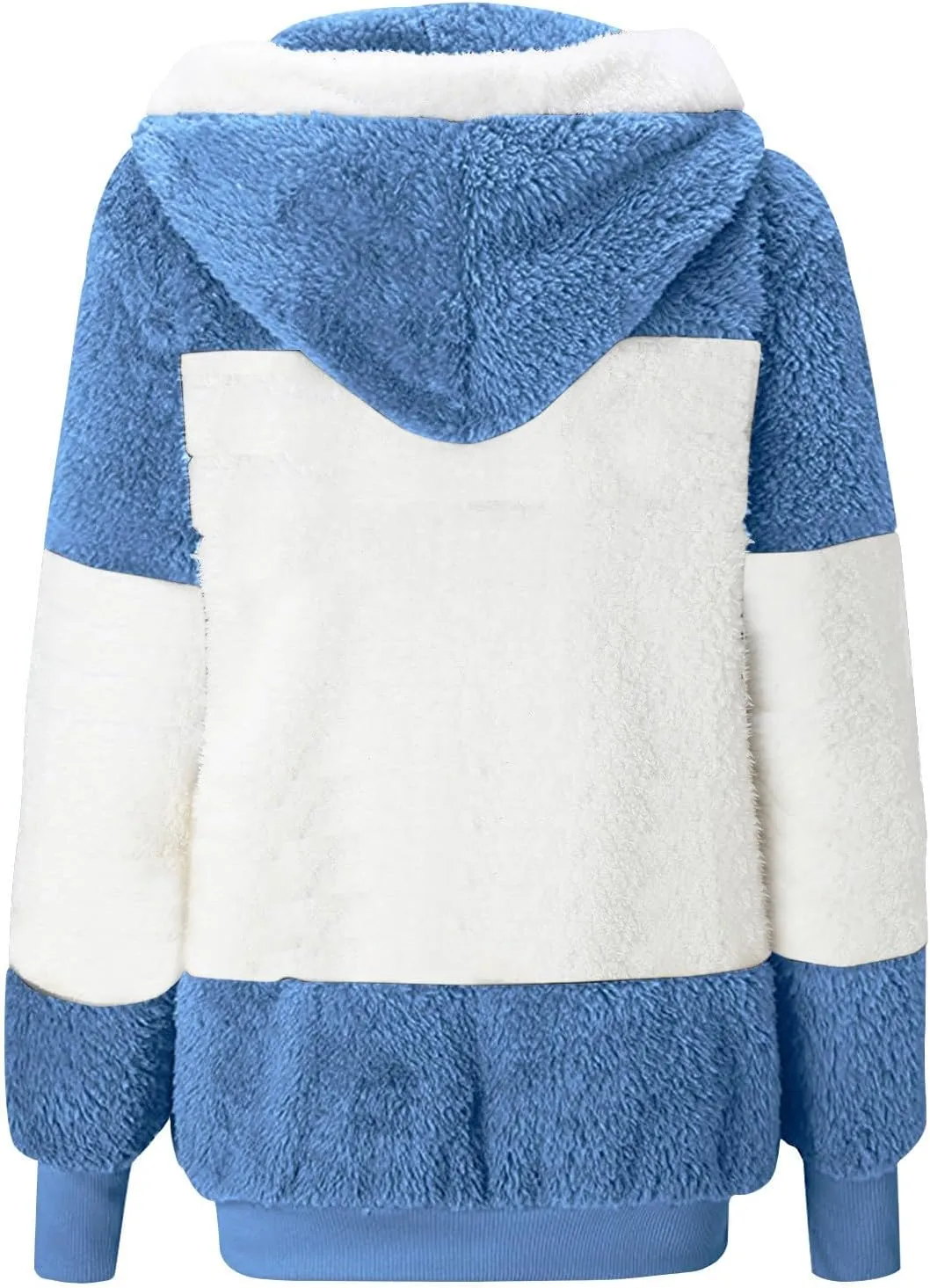 jovati Fleece Jacket Women Zip Up Color Block Hoodie Sweatshirts Long Sleeve Cardigan Fall Clothes 2023 Loose Fit Sweater