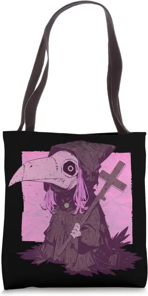 Kawaii Pastel Goth Cult Steam Punk Plague Doctor Mask Goth Tote Bag