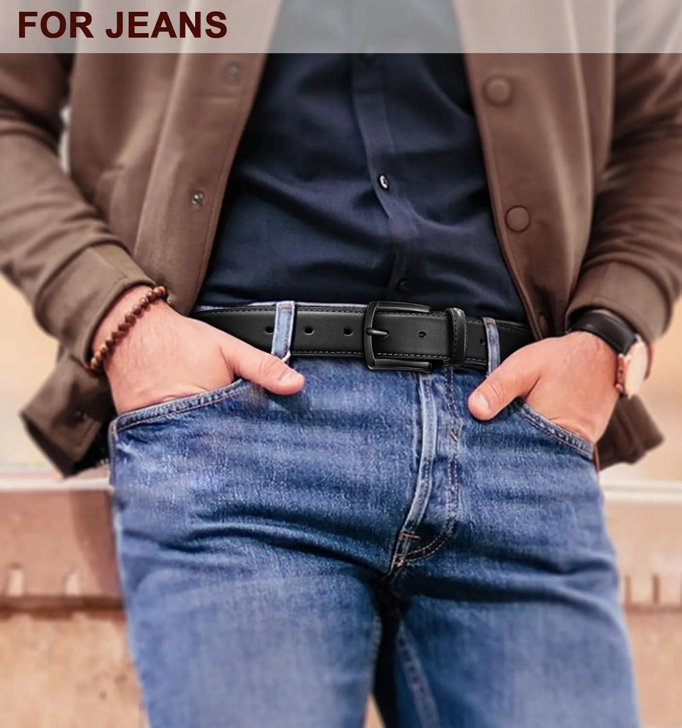 KEMISANT Men Belt-Genuine Leather Belt for Men Dress Casual Golf Jeans 1 3/8"