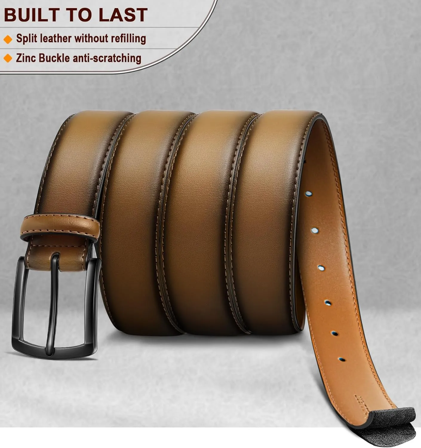 KEMISANT Men Belt-Genuine Leather Belt for Men Dress Casual Golf Jeans 1 3/8"