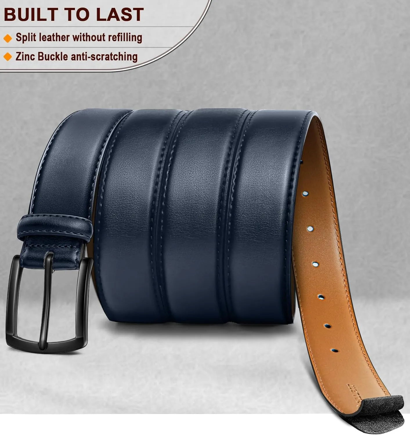 KEMISANT Men Belt-Genuine Leather Belt for Men Dress Casual Golf Jeans 1 3/8"