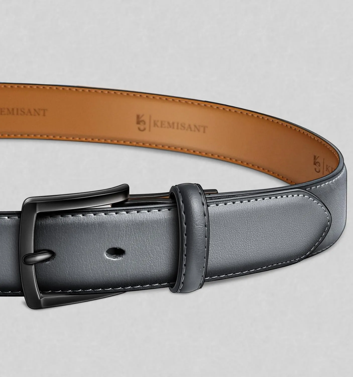 KEMISANT Men Belt-Genuine Leather Belt for Men Dress Casual Golf Jeans 1 3/8"