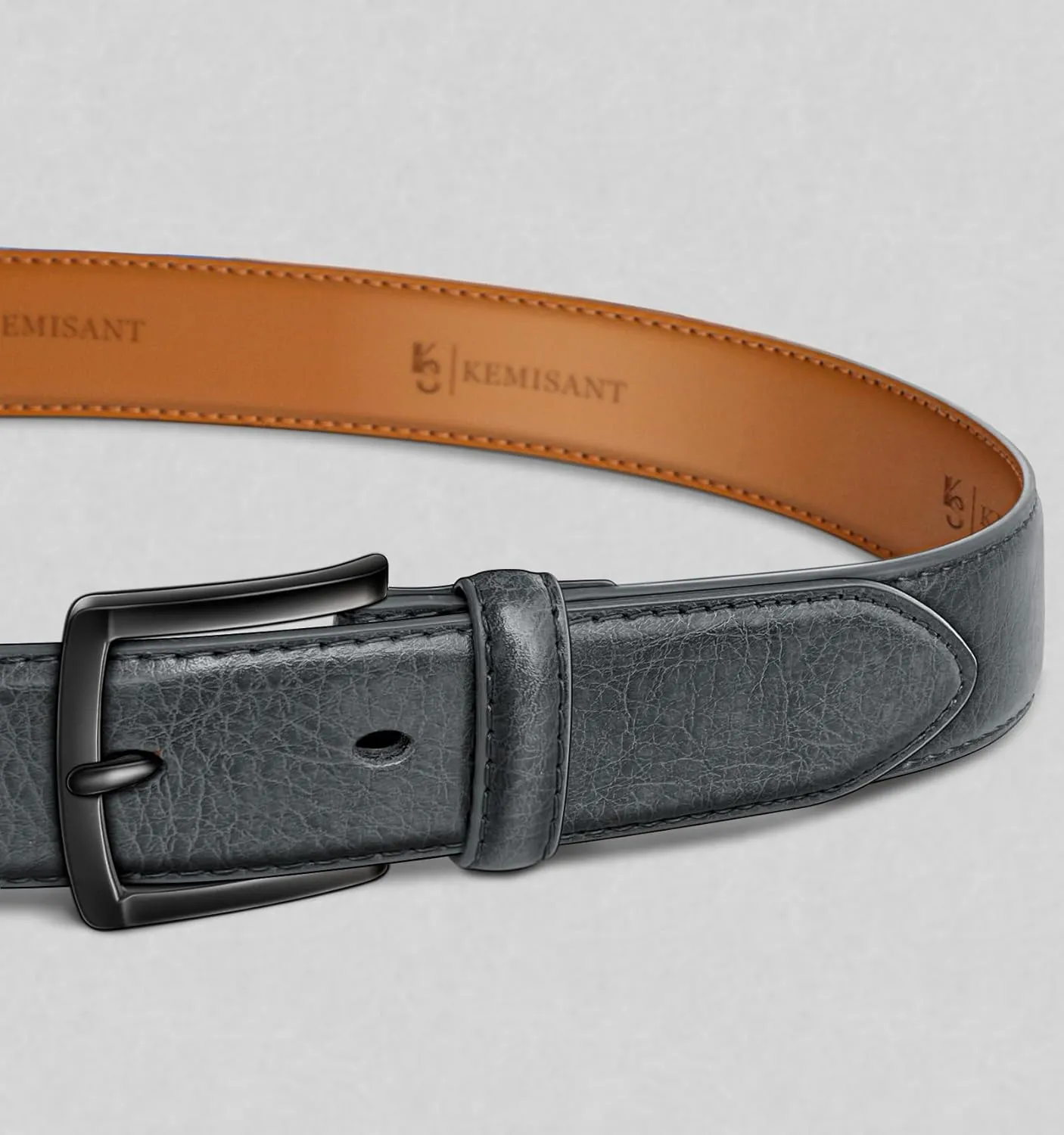 KEMISANT Men Belt-Genuine Leather Belt for Men Dress Casual Golf Jeans 1 3/8"