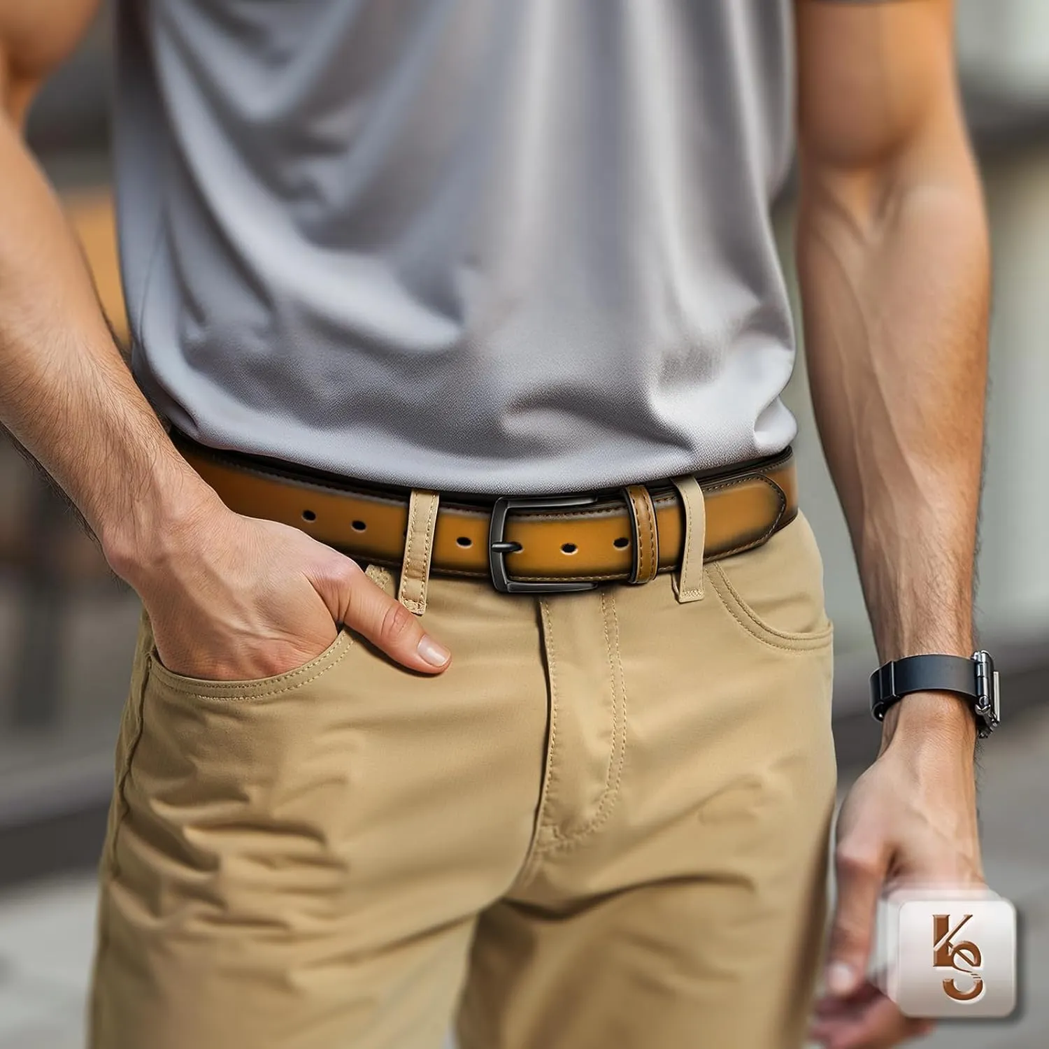 KEMISANT Men Belt-Genuine Leather Belt for Men Dress Casual Golf Jeans 1 3/8"