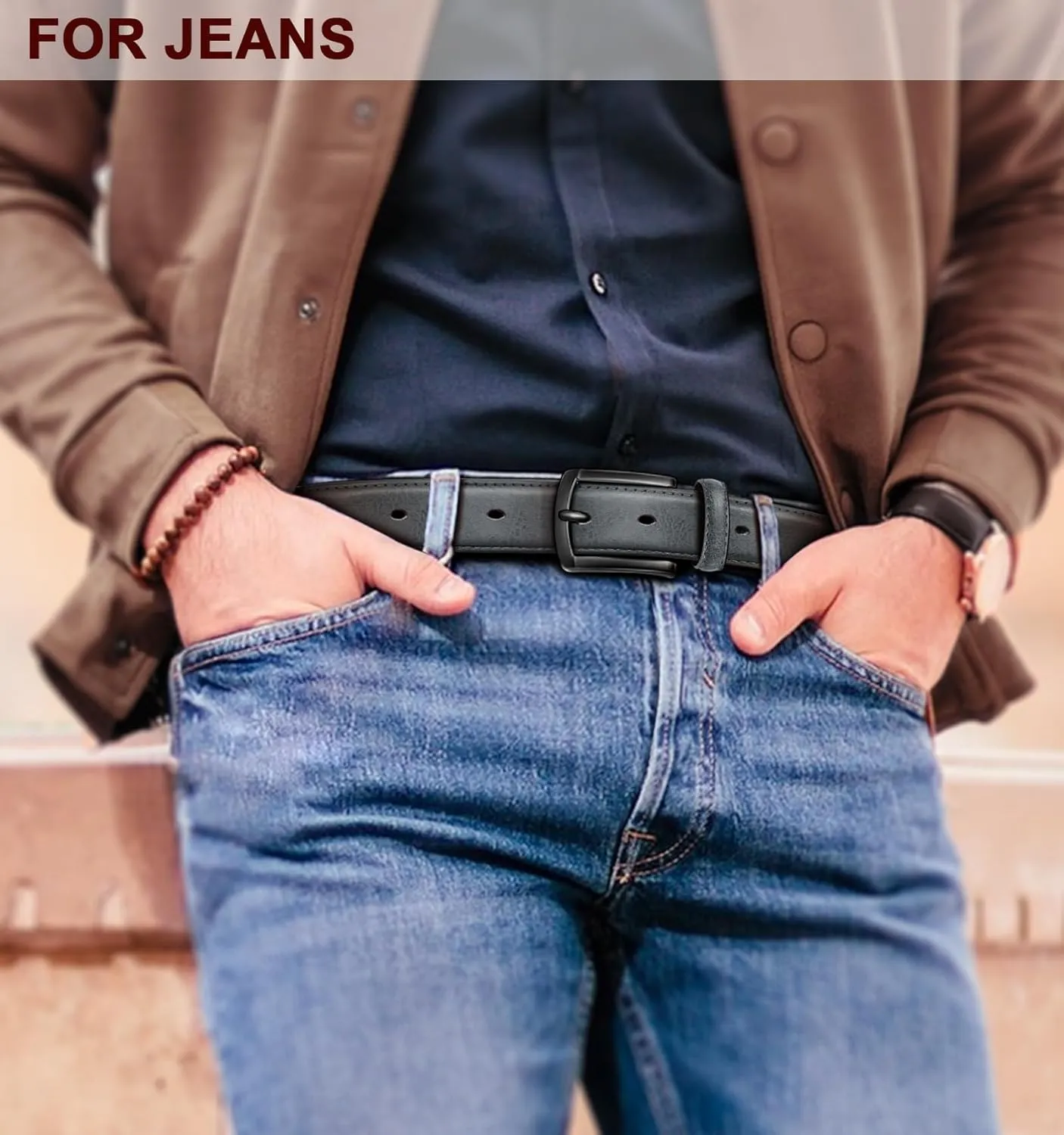 KEMISANT Men Belt-Genuine Leather Belt for Men Dress Casual Golf Jeans 1 3/8"