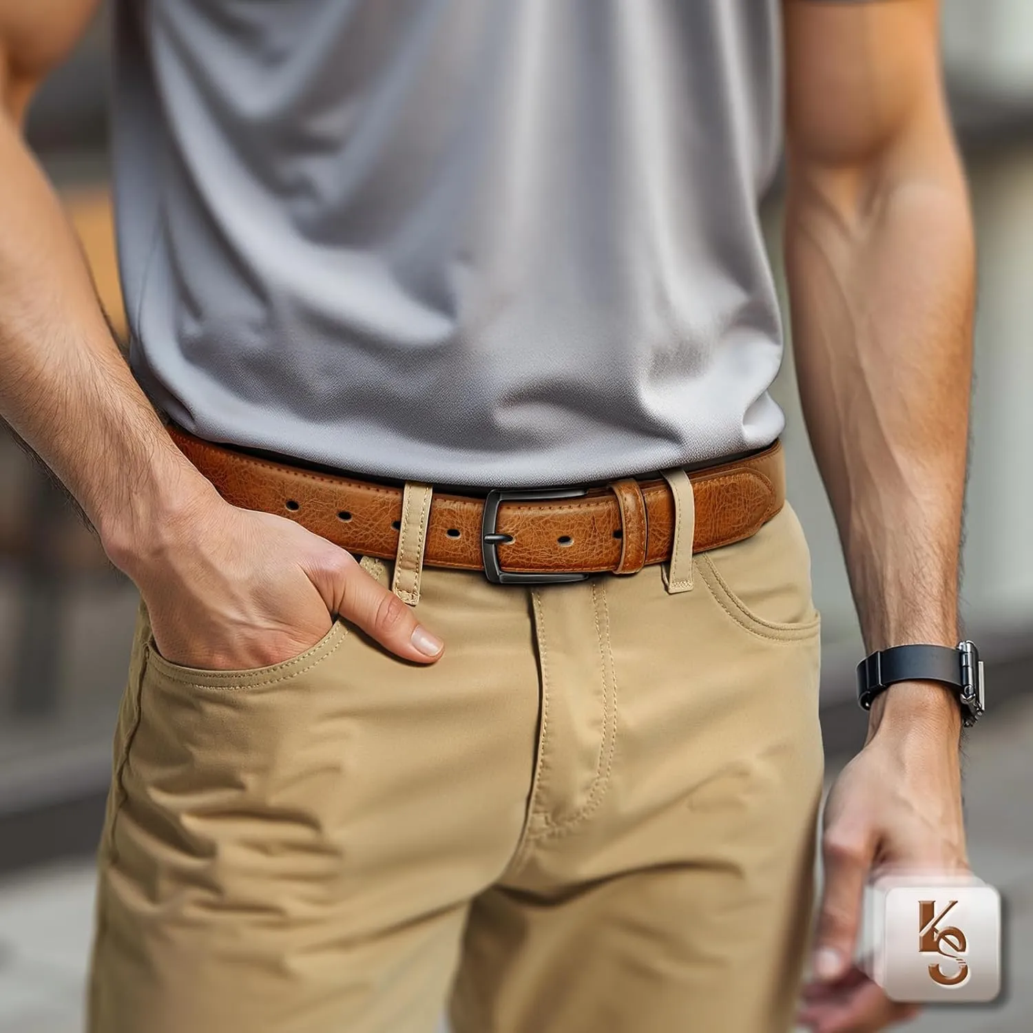KEMISANT Men Belt-Genuine Leather Belt for Men Dress Casual Golf Jeans 1 3/8"
