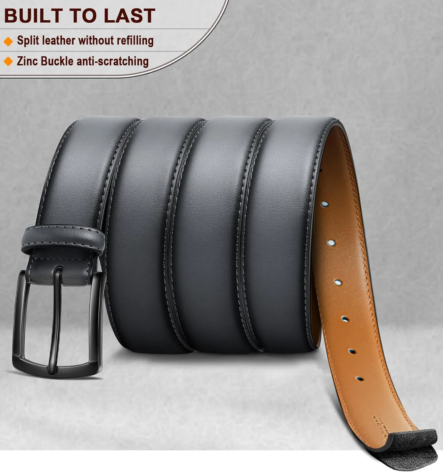 KEMISANT Men Belt-Genuine Leather Belt for Men Dress Casual Golf Jeans 1 3/8"