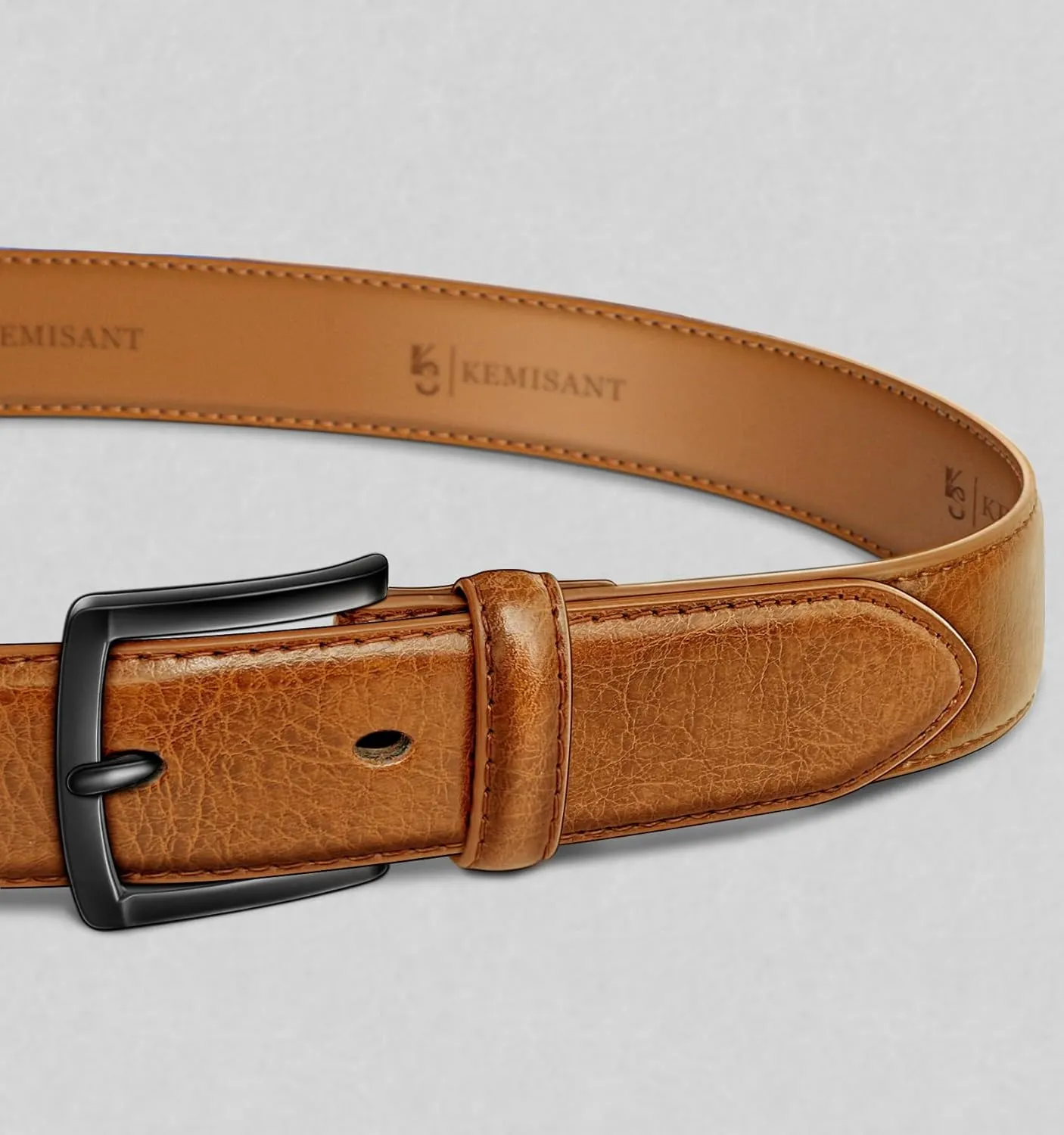 KEMISANT Men Belt-Genuine Leather Belt for Men Dress Casual Golf Jeans 1 3/8"