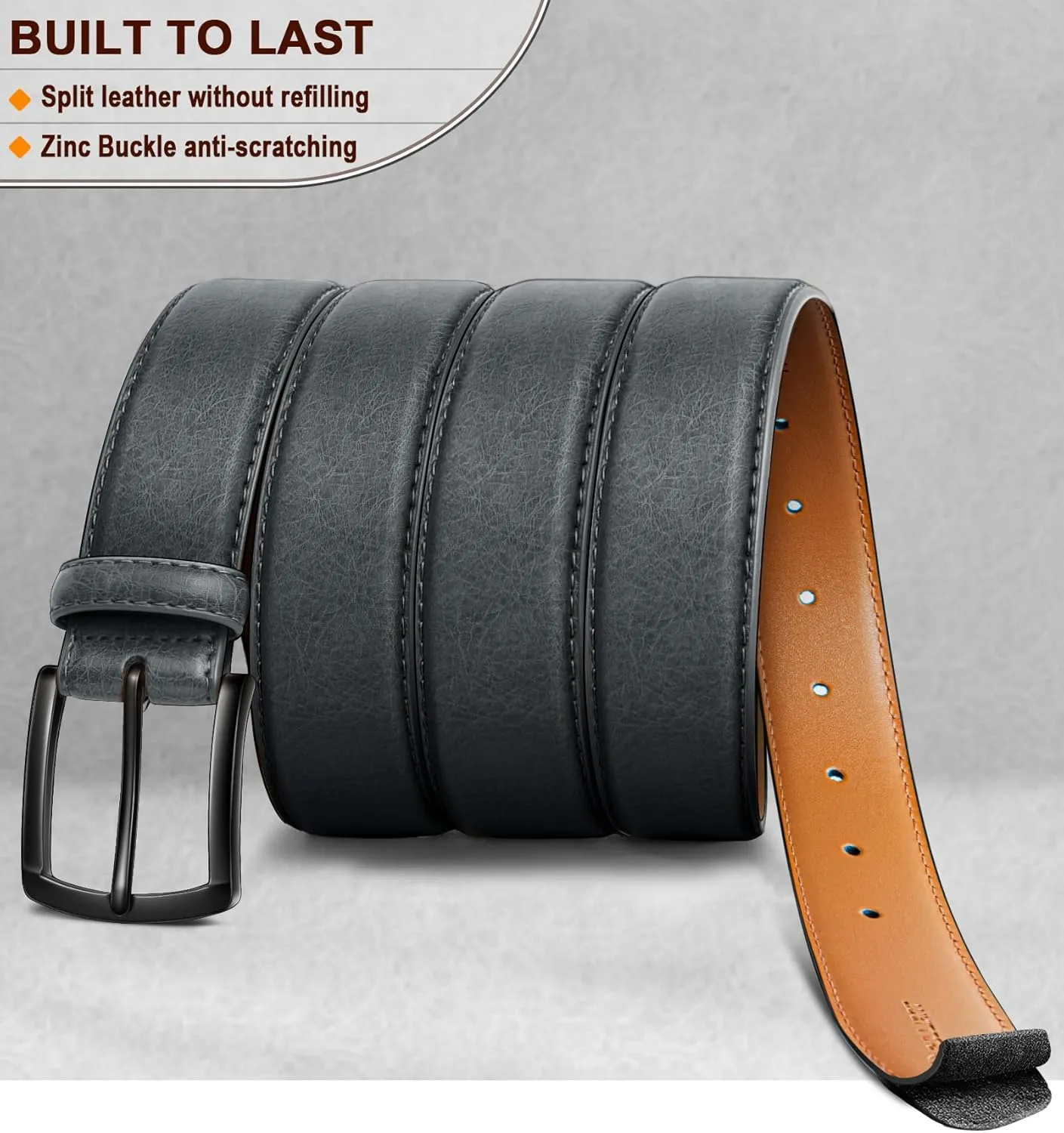 KEMISANT Men Belt-Genuine Leather Belt for Men Dress Casual Golf Jeans 1 3/8"