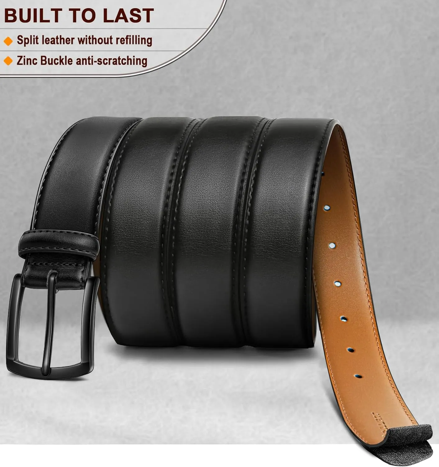 KEMISANT Men Belt-Genuine Leather Belt for Men Dress Casual Golf Jeans 1 3/8"