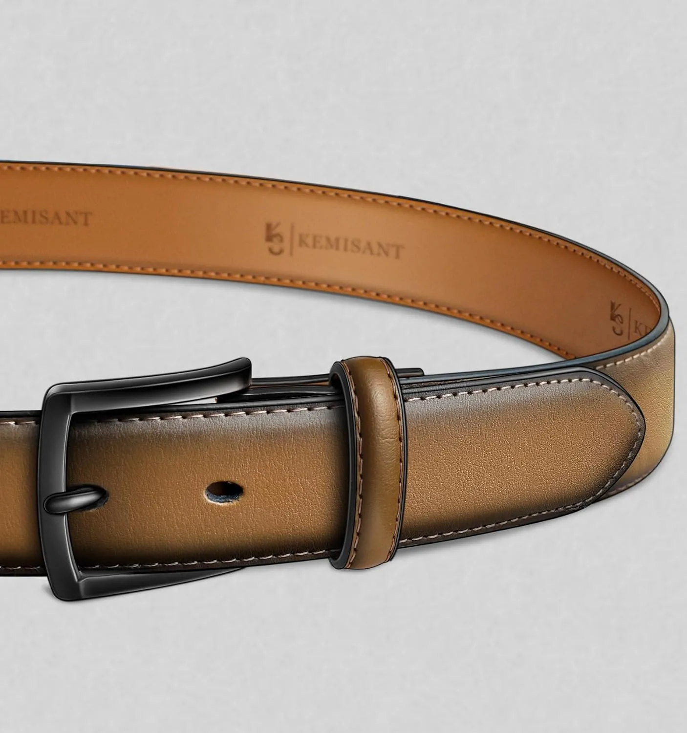 KEMISANT Men Belt-Genuine Leather Belt for Men Dress Casual Golf Jeans 1 3/8"