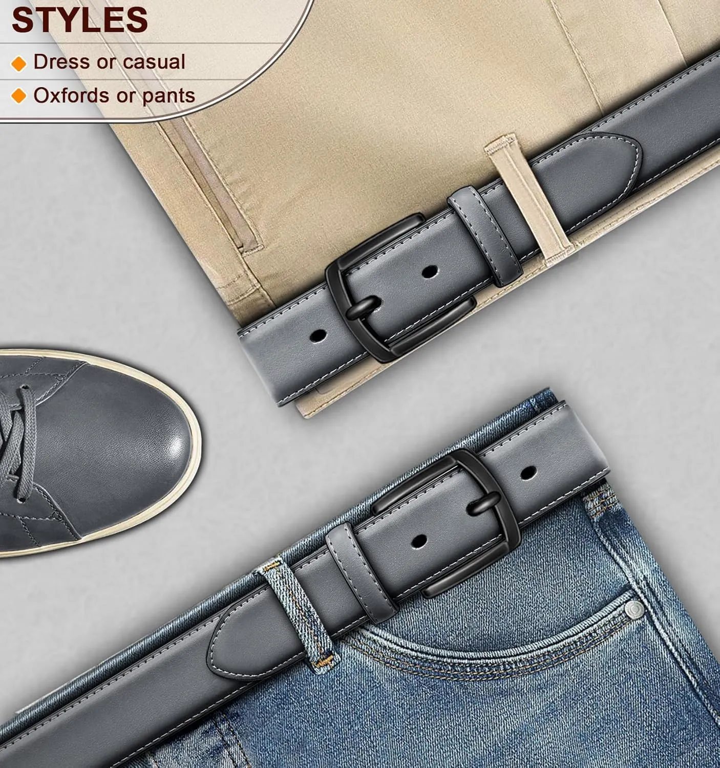 KEMISANT Men Belt-Genuine Leather Belt for Men Dress Casual Golf Jeans 1 3/8"