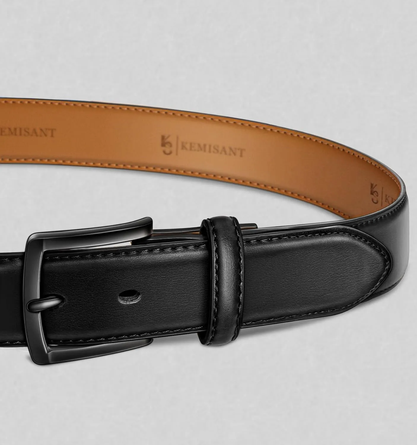 KEMISANT Men Belt-Genuine Leather Belt for Men Dress Casual Golf Jeans 1 3/8"