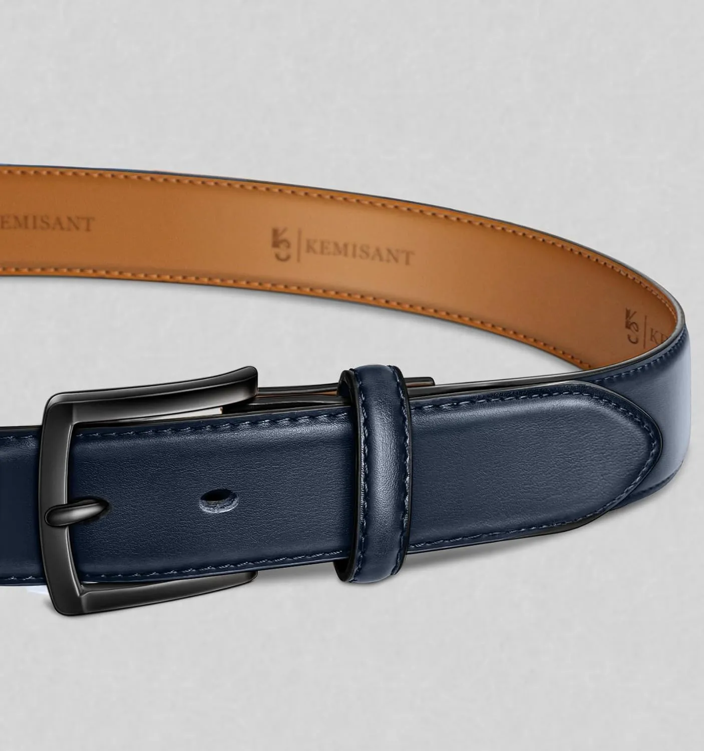 KEMISANT Men Belt-Genuine Leather Belt for Men Dress Casual Golf Jeans 1 3/8"