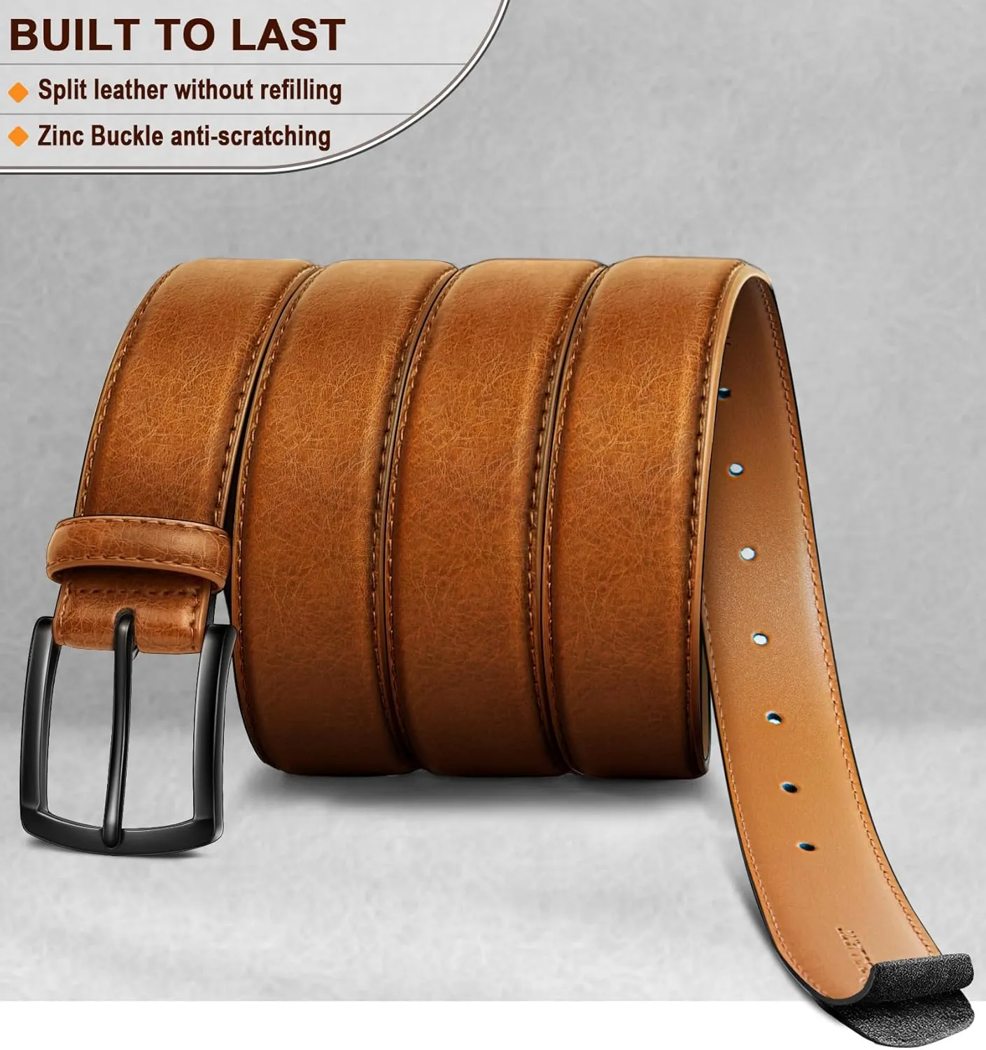 KEMISANT Men Belt-Genuine Leather Belt for Men Dress Casual Golf Jeans 1 3/8"