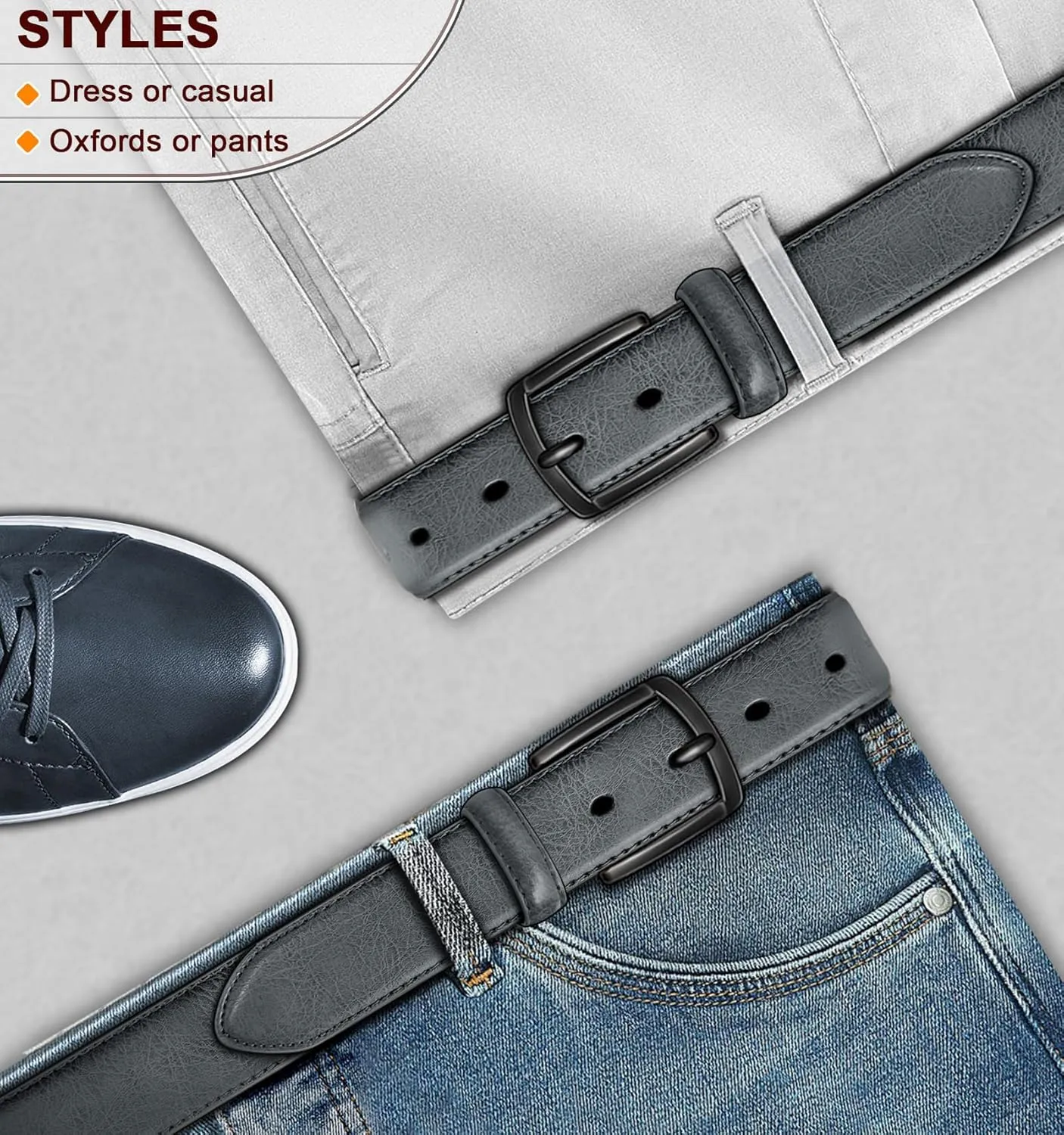 KEMISANT Men Belt-Genuine Leather Belt for Men Dress Casual Golf Jeans 1 3/8"