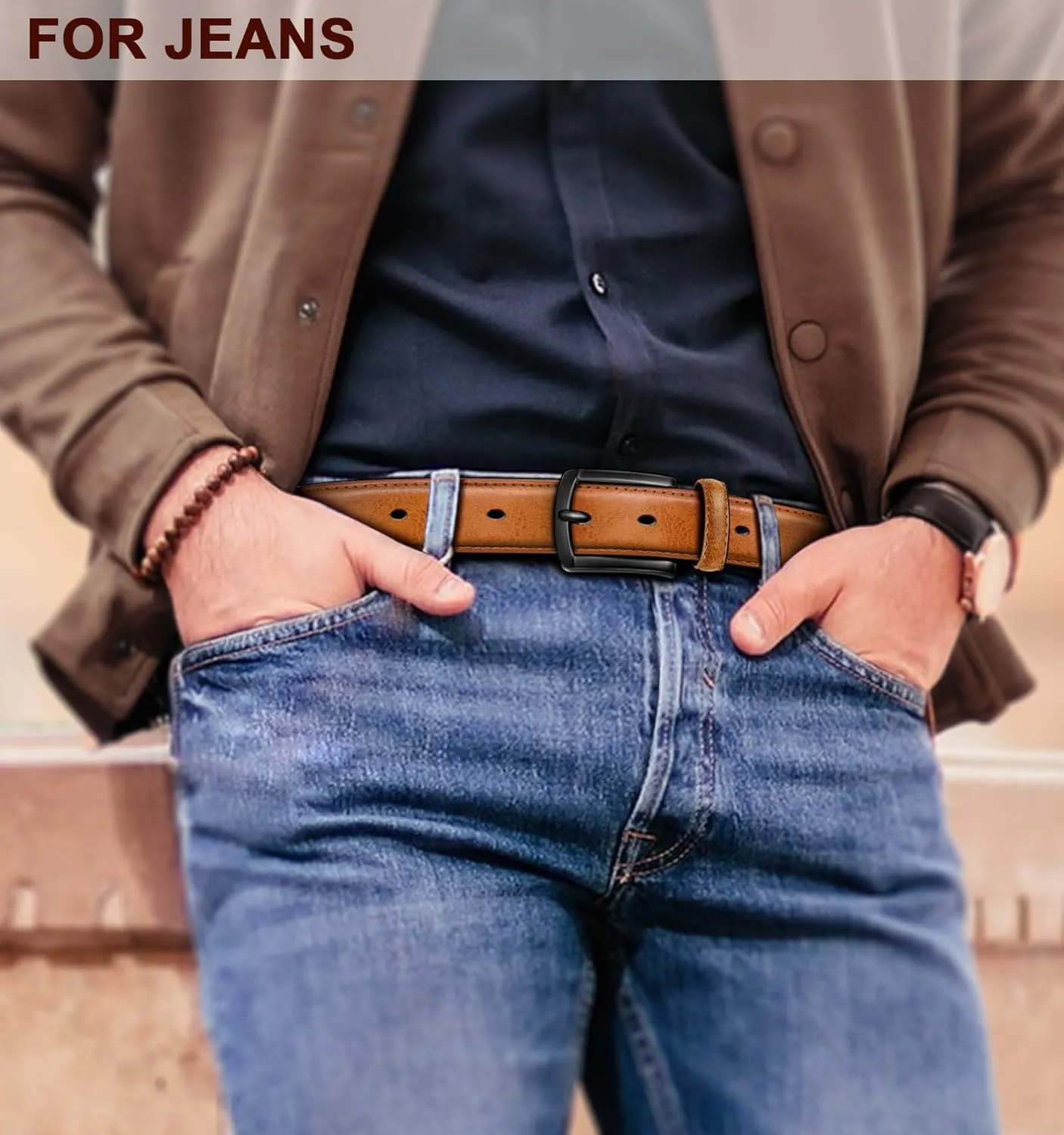 KEMISANT Men Belt-Genuine Leather Belt for Men Dress Casual Golf Jeans 1 3/8"