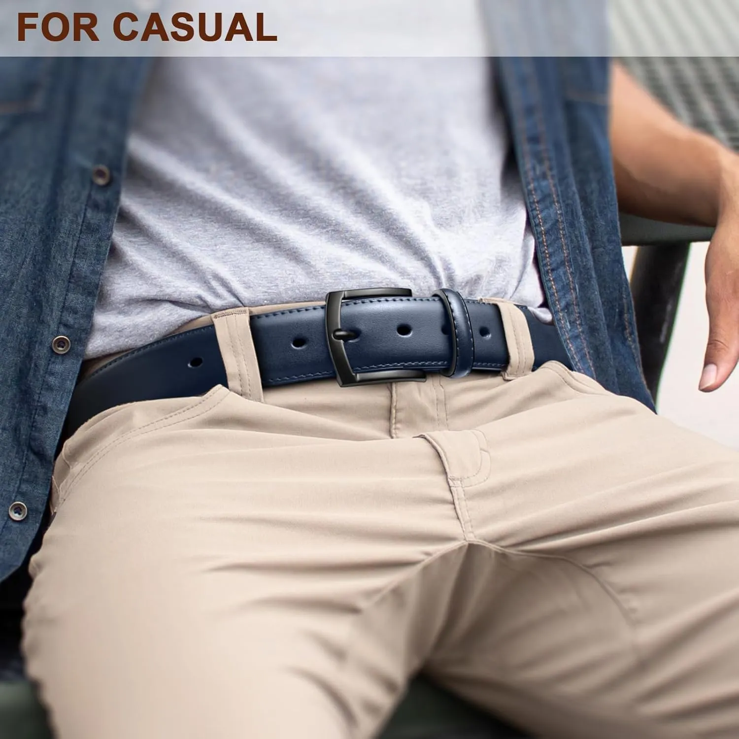 KEMISANT Men Belt-Genuine Leather Belt for Men Dress Casual Golf Jeans 1 3/8"