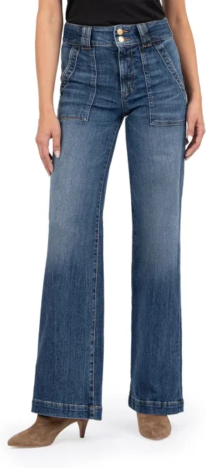 KUT from the Kloth Women's Jodi High Rise Wide Leg-Porkchop Front Pockets