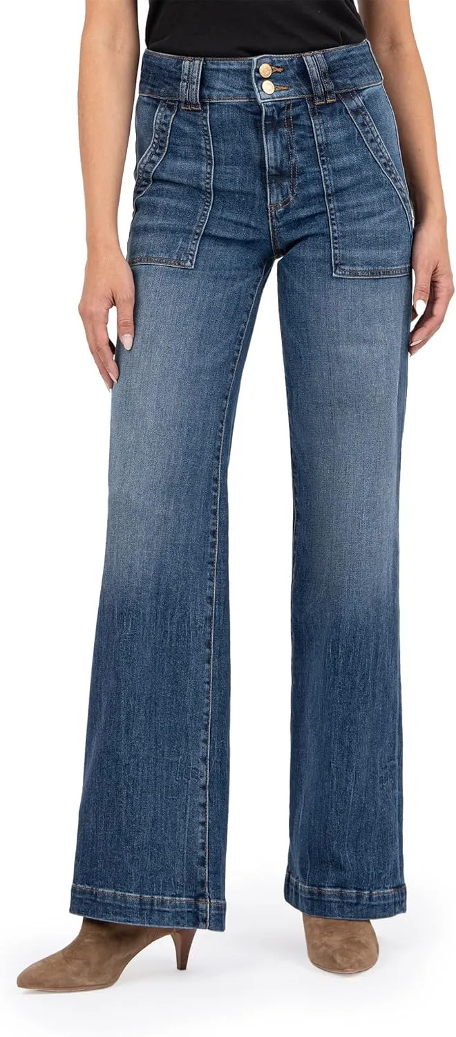 KUT from the Kloth Women's Jodi High Rise Wide Leg-Porkchop Front Pockets