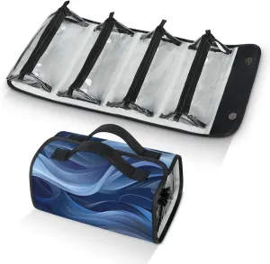 Large Capacity 4-in-1 Hanging Travel Toiletry Bag Storage Organizer With 4 Detachable Removable Zipper Clear Pouches Blue