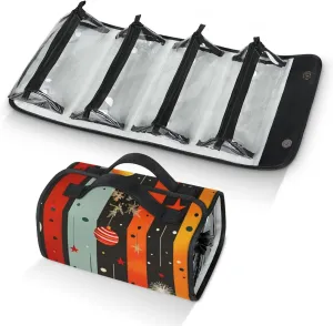 Large Capacity 4-in-1 Hanging Travel Toiletry Bag Storage Organizer With 4 Detachable Removable Zipper Clear Pouches Christmas Lantarn