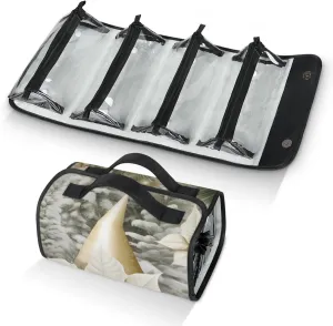 Large Capacity 4-in-1 Hanging Travel Toiletry Bag Storage Organizer With 4 Detachable Removable Zipper Clear Pouches Christmas White Flowers