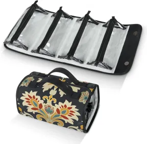 Large Capacity 4-in-1 Hanging Travel Toiletry Bag Storage Organizer With 4 Detachable Removable Zipper Clear Pouches Colorful Flower