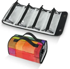 Large Capacity 4-in-1 Hanging Travel Toiletry Bag Storage Organizer With 4 Detachable Removable Zipper Clear Pouches Colorful Geometric