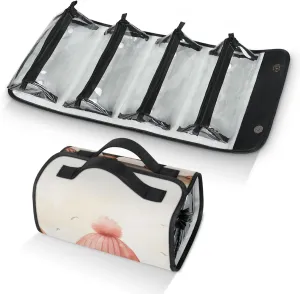 Large Capacity 4-in-1 Hanging Travel Toiletry Bag Storage Organizer With 4 Detachable Removable Zipper Clear Pouches Family of Penguins