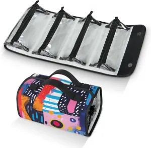 Large Capacity 4-in-1 Hanging Travel Toiletry Bag Storage Organizer With 4 Detachable Removable Zipper Clear Pouches Graffiti City