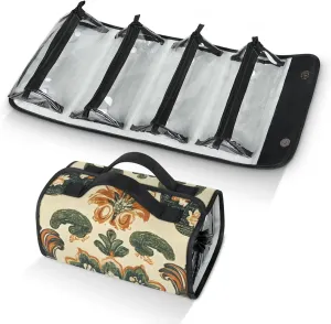 Large Capacity 4-in-1 Hanging Travel Toiletry Bag Storage Organizer With 4 Detachable Removable Zipper Clear Pouches Green Mandala Flower