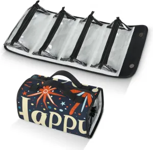 Large Capacity 4-in-1 Hanging Travel Toiletry Bag Storage Organizer With 4 Detachable Removable Zipper Clear Pouches Happy New Year