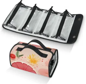 Large Capacity 4-in-1 Hanging Travel Toiletry Bag Storage Organizer With 4 Detachable Removable Zipper Clear Pouches Pink Lemon