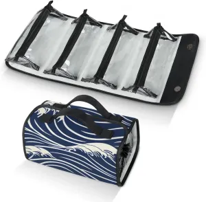 Large Capacity 4-in-1 Hanging Travel Toiletry Bag Storage Organizer With 4 Detachable Removable Zipper Clear Pouches Scenery Beach