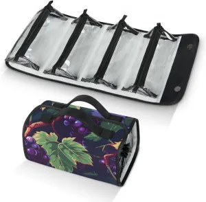 Large Capacity 4-in-1 Hanging Travel Toiletry Bag Storage Organizer With 4 Detachable Removable Zipper Clear Pouches Watercolor Grapes