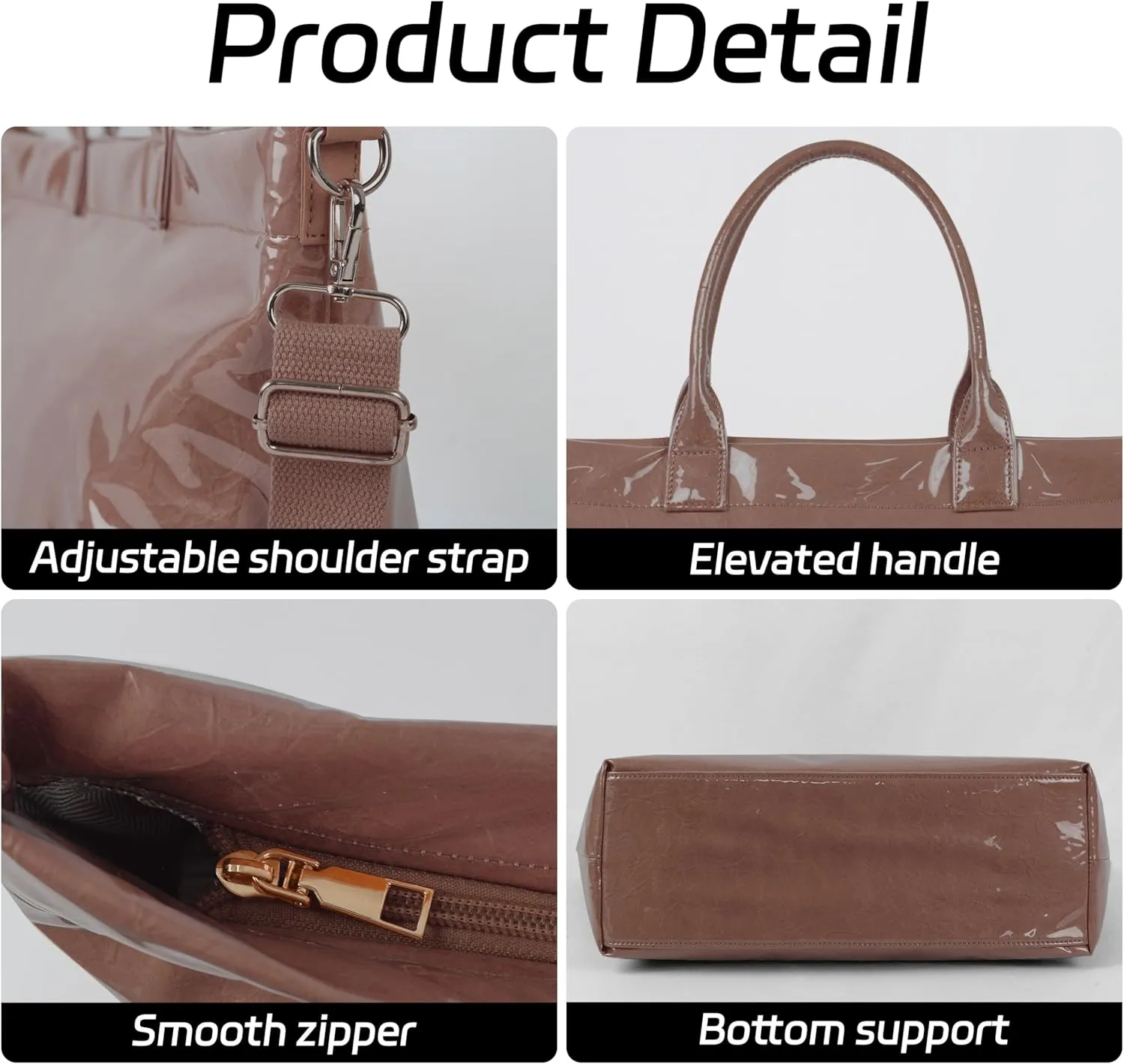 Large PVC Tote Bag for Women Letters Print Handbags Kraft Paper Shoulder Bag for Work Travel
