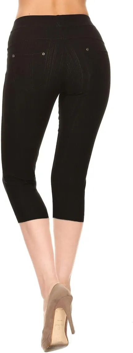 Leggings Depot Women's Cotton Blend Stretch Pull-on Jeggings Casual Pants with Pockets (Available in Plus Size)