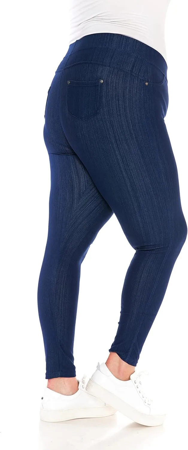 Leggings Depot Women's Cotton Blend Stretch Pull-on Jeggings Casual Pants with Pockets (Available in Plus Size)