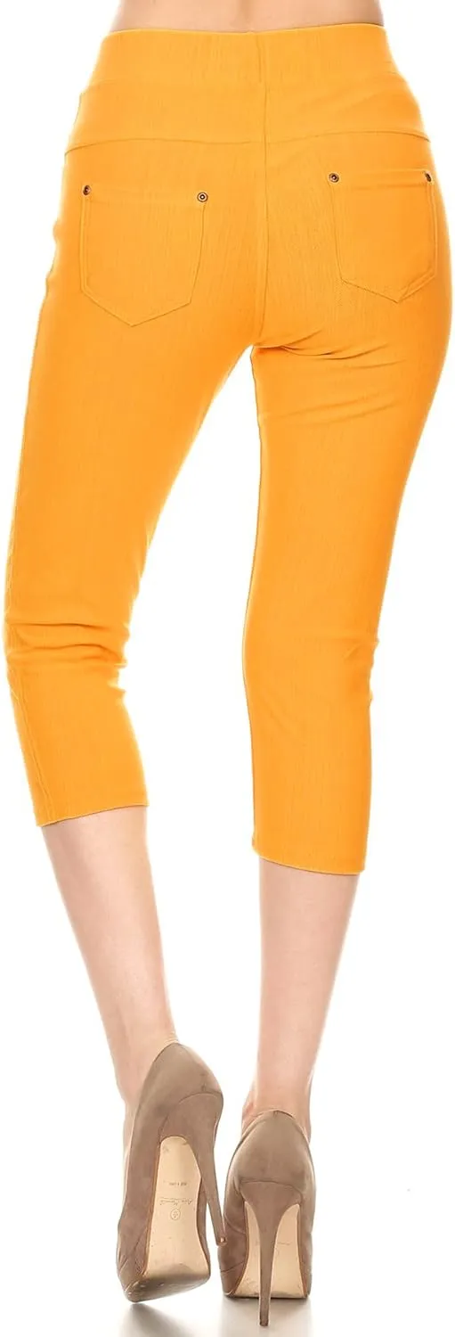 Leggings Depot Women's Cotton Blend Stretch Pull-on Jeggings Casual Pants with Pockets (Available in Plus Size)