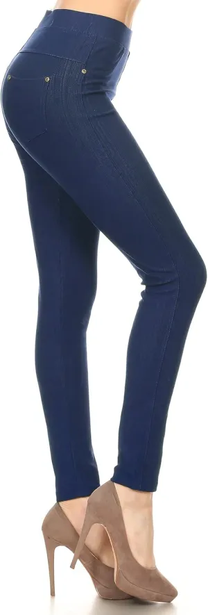 Leggings Depot Women's Cotton Blend Stretch Pull-on Jeggings Casual Pants with Pockets (Available in Plus Size)