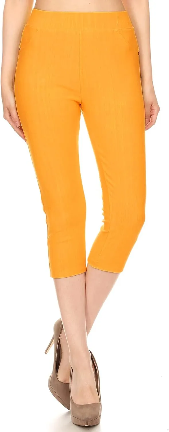 Leggings Depot Women's Cotton Blend Stretch Pull-on Jeggings Casual Pants with Pockets (Available in Plus Size)