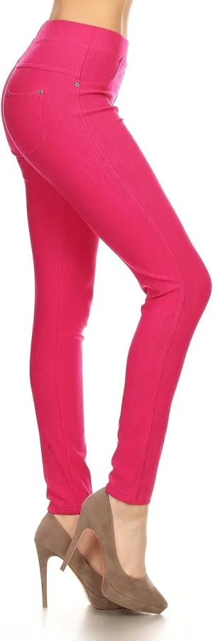 Leggings Depot Women's Cotton Blend Stretch Pull-on Jeggings Casual Pants with Pockets (Available in Plus Size)