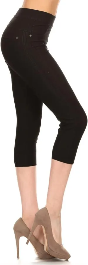Leggings Depot Women's Cotton Blend Stretch Pull-on Jeggings Casual Pants with Pockets (Available in Plus Size)