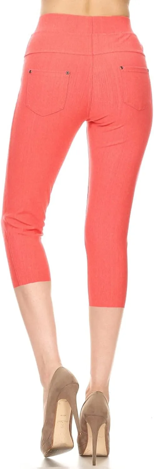 Leggings Depot Women's Cotton Blend Stretch Pull-on Jeggings Casual Pants with Pockets (Available in Plus Size)