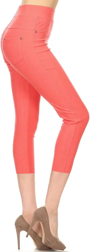Leggings Depot Women's Cotton Blend Stretch Pull-on Jeggings Casual Pants with Pockets (Available in Plus Size)