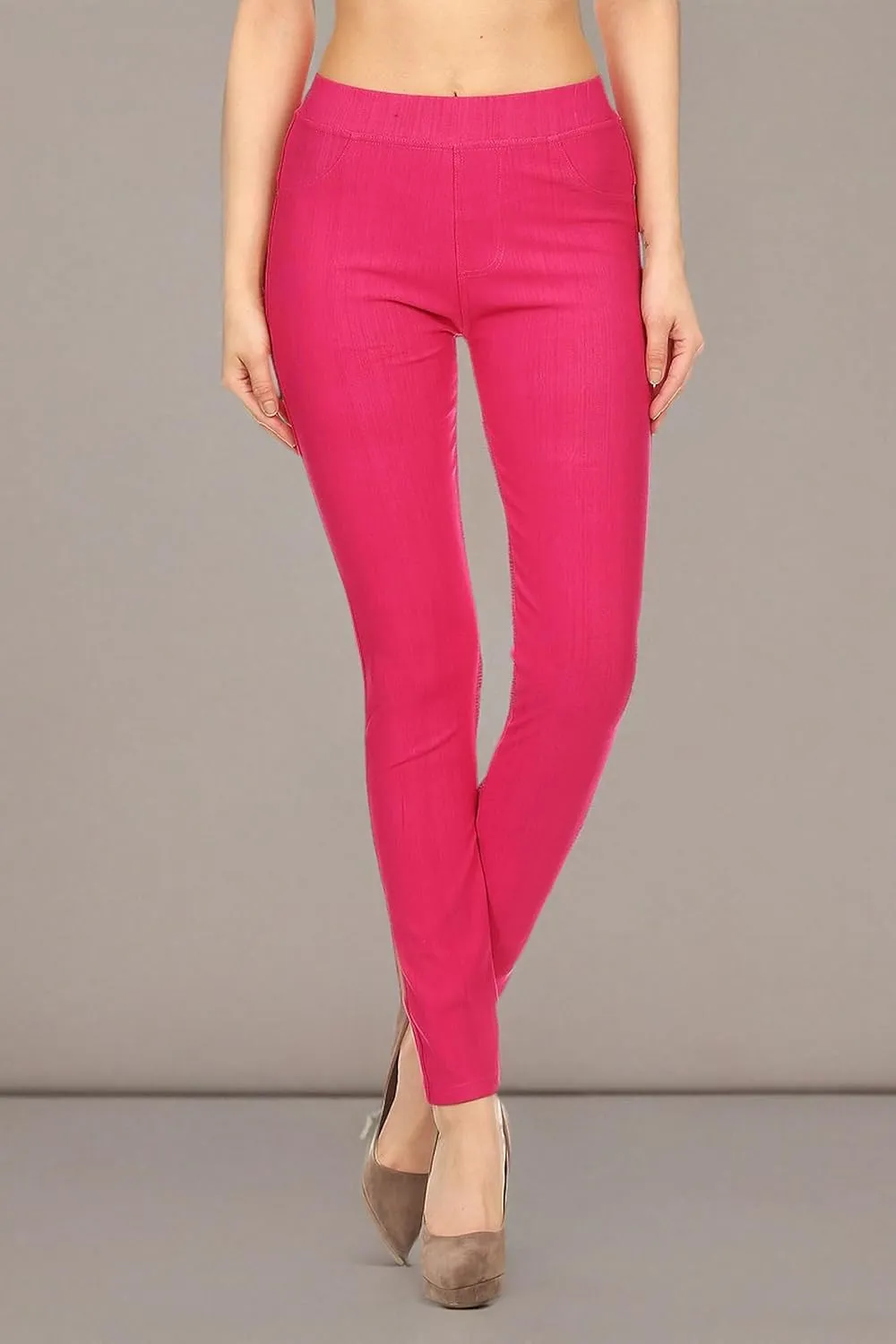Leggings Depot Women's Cotton Blend Stretch Pull-on Jeggings Casual Pants with Pockets (Available in Plus Size)